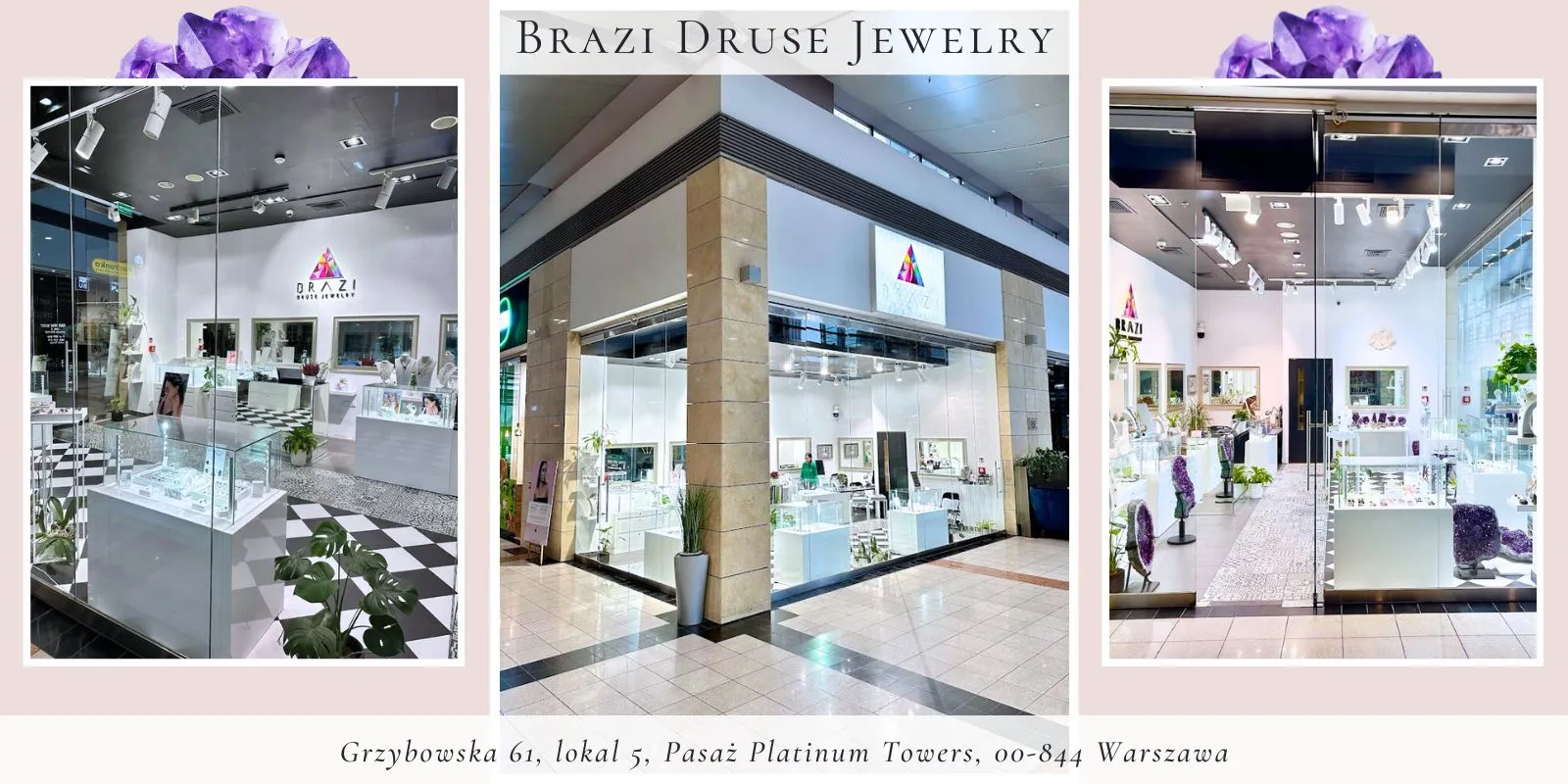 Wnętrze butiku Brazi Druse Jewelry