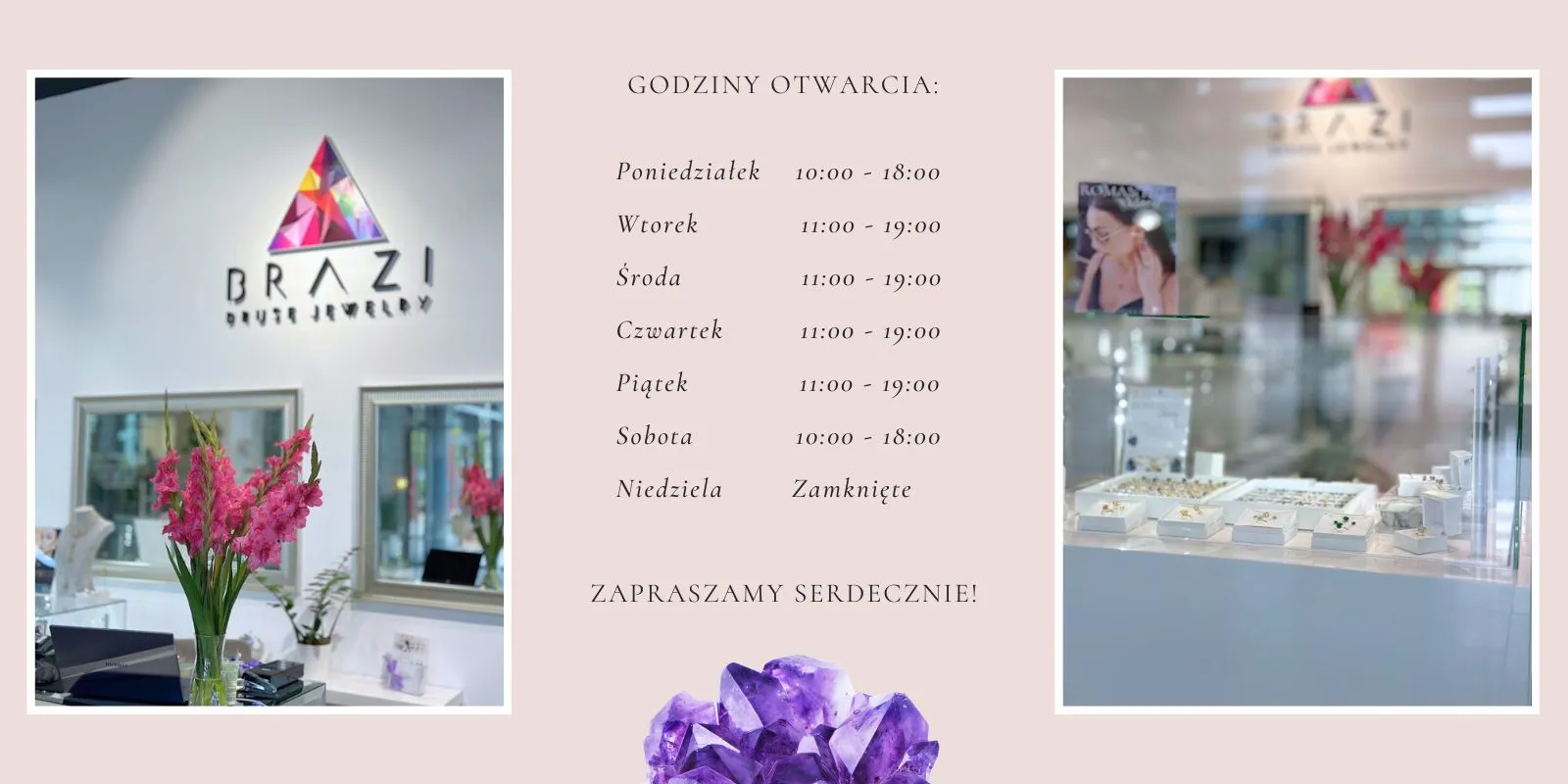 Ekspozycja biżuterii w butiku Brazi